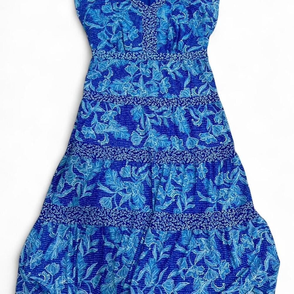 Lauren Ralph Lauren Blue Floral Tiered Maxi Dress NWT Cottagecore Spring Size 12